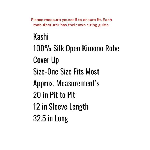 Kashi Silk Jacket Robe Kimono 100% Silk Open Front Boho Hippie One Size - Picture 6 of 12